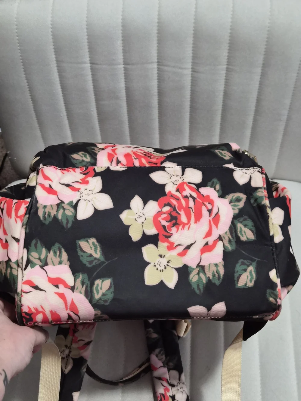 Floral Black & Pink Tote Backpack -